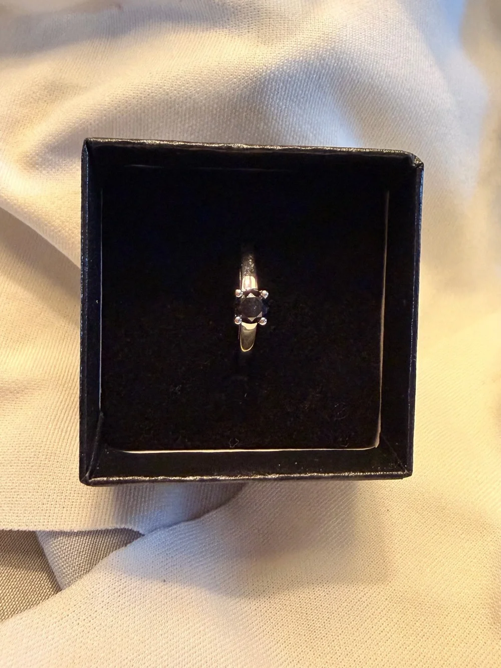 0.50 CTW Black Diamond Solitaire Ring Rhodium Over 925 Sterling Silver Sz 7